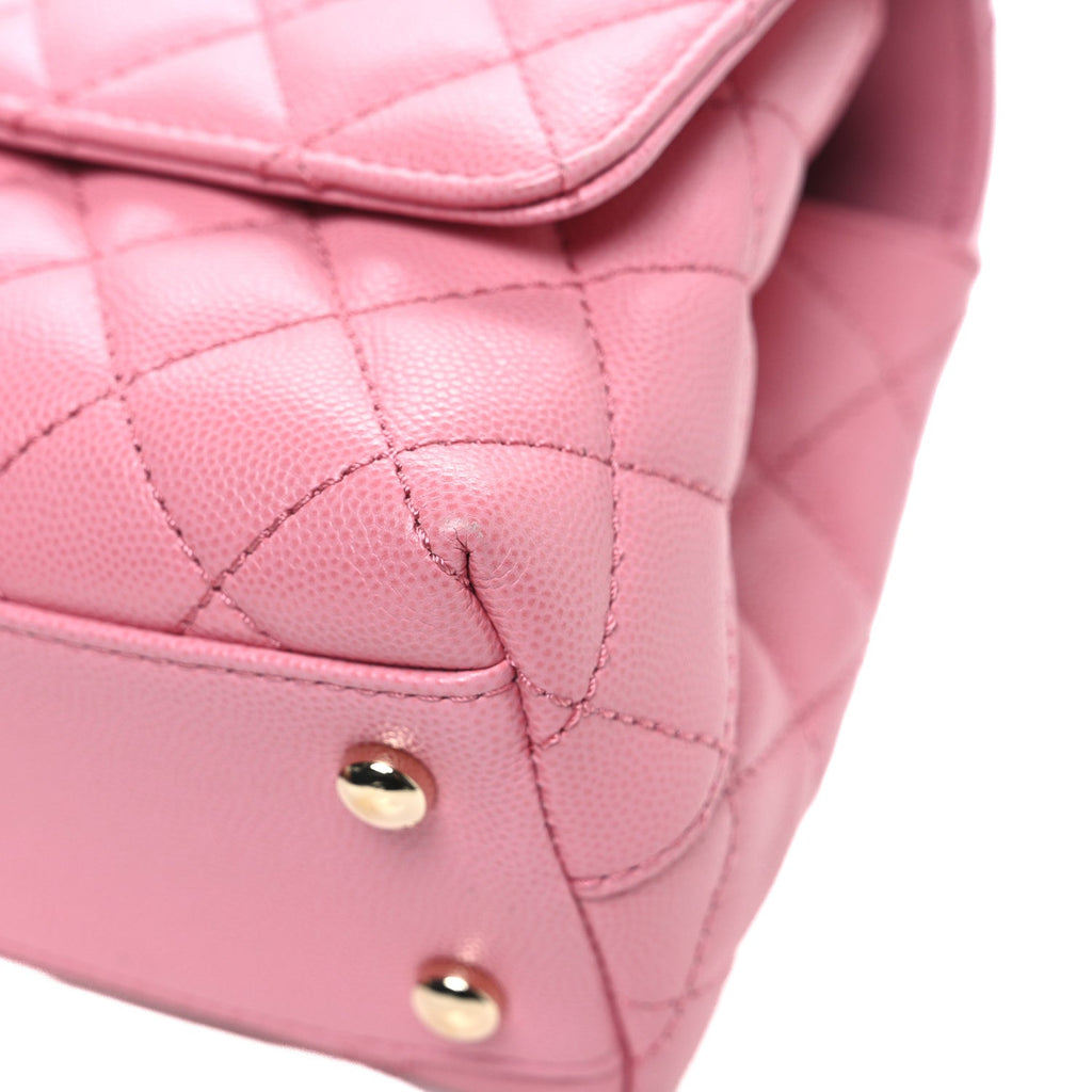 Caviar Quilted Mini Coco Chain Handle Flap Pink