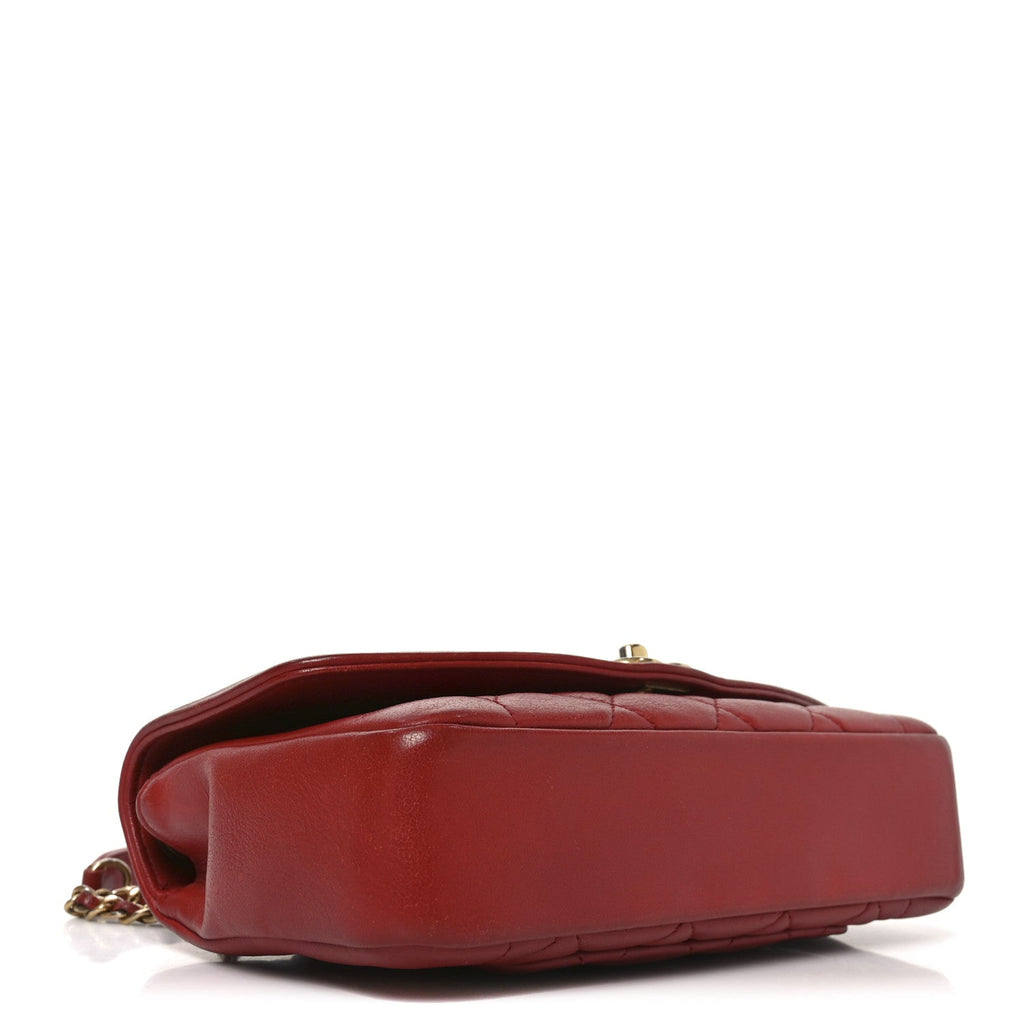Lambskin Quilted Small Single Flap Red