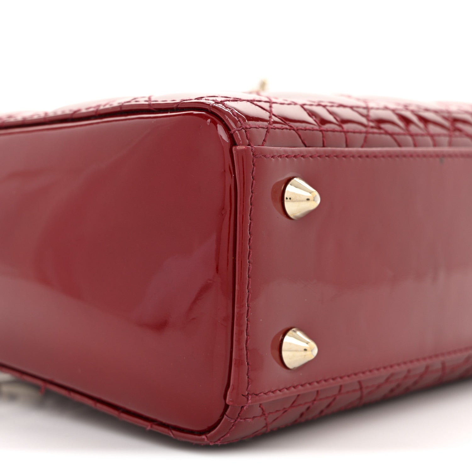 Patent Cannage Small Lady Dior Cherry Red