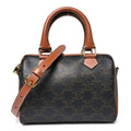 Triomphe Canvas Calfskin Small Boston Bag Tan