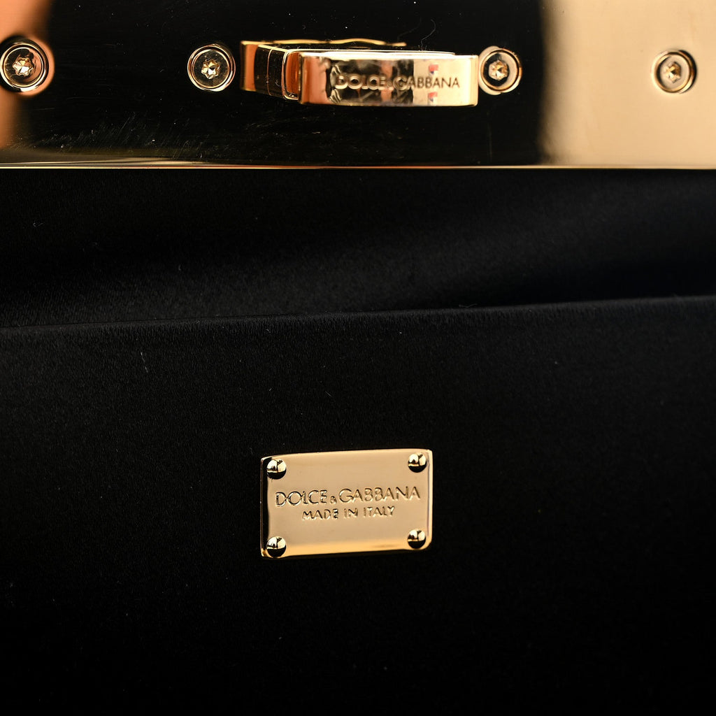 Satin Small Marlene Chain Clutch Black