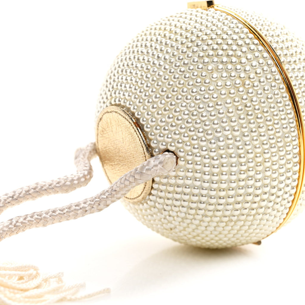 Swarovski Crystal Disco Ball Minaudiere Clutch White Gold