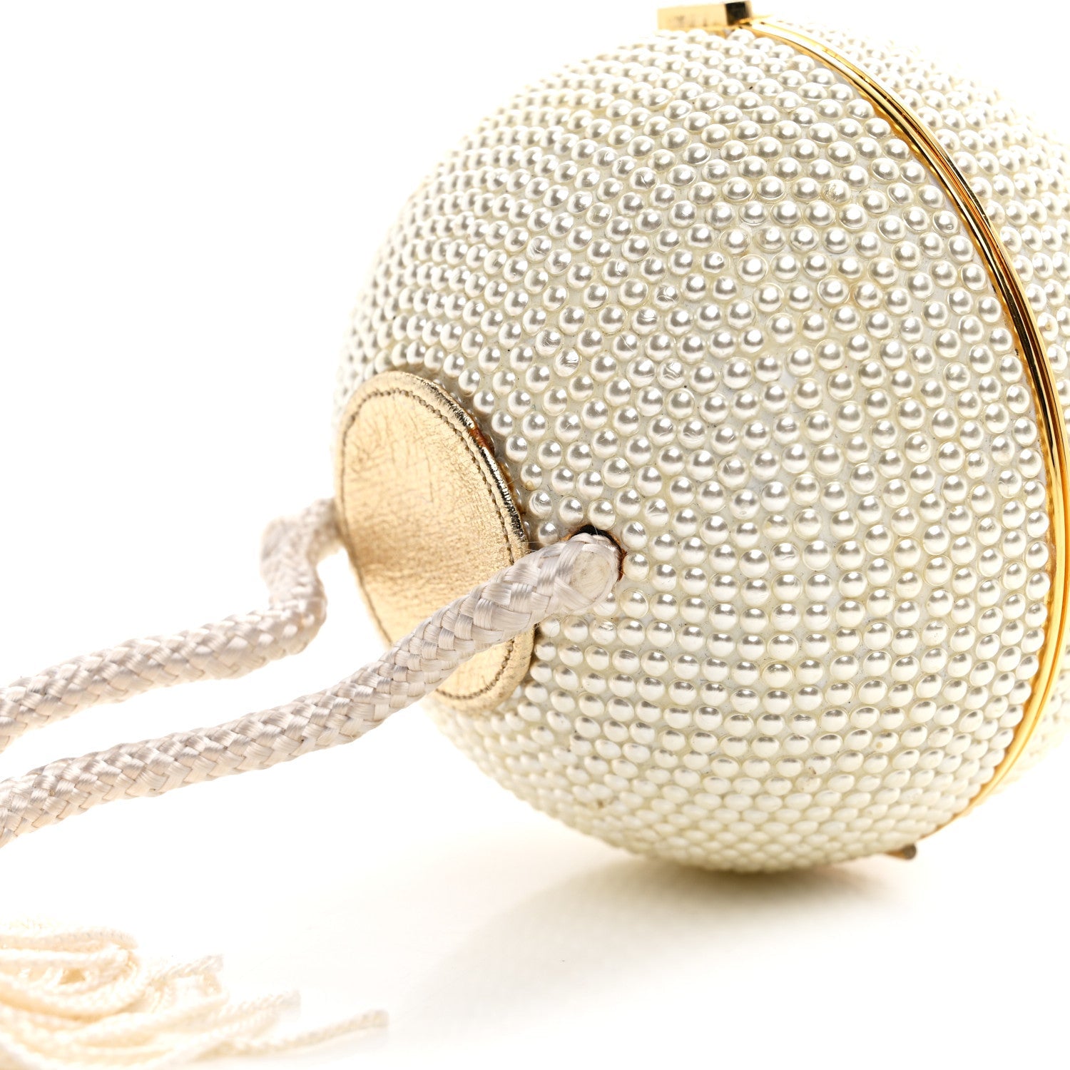 Swarovski Crystal Disco Ball Minaudiere Clutch White Gold