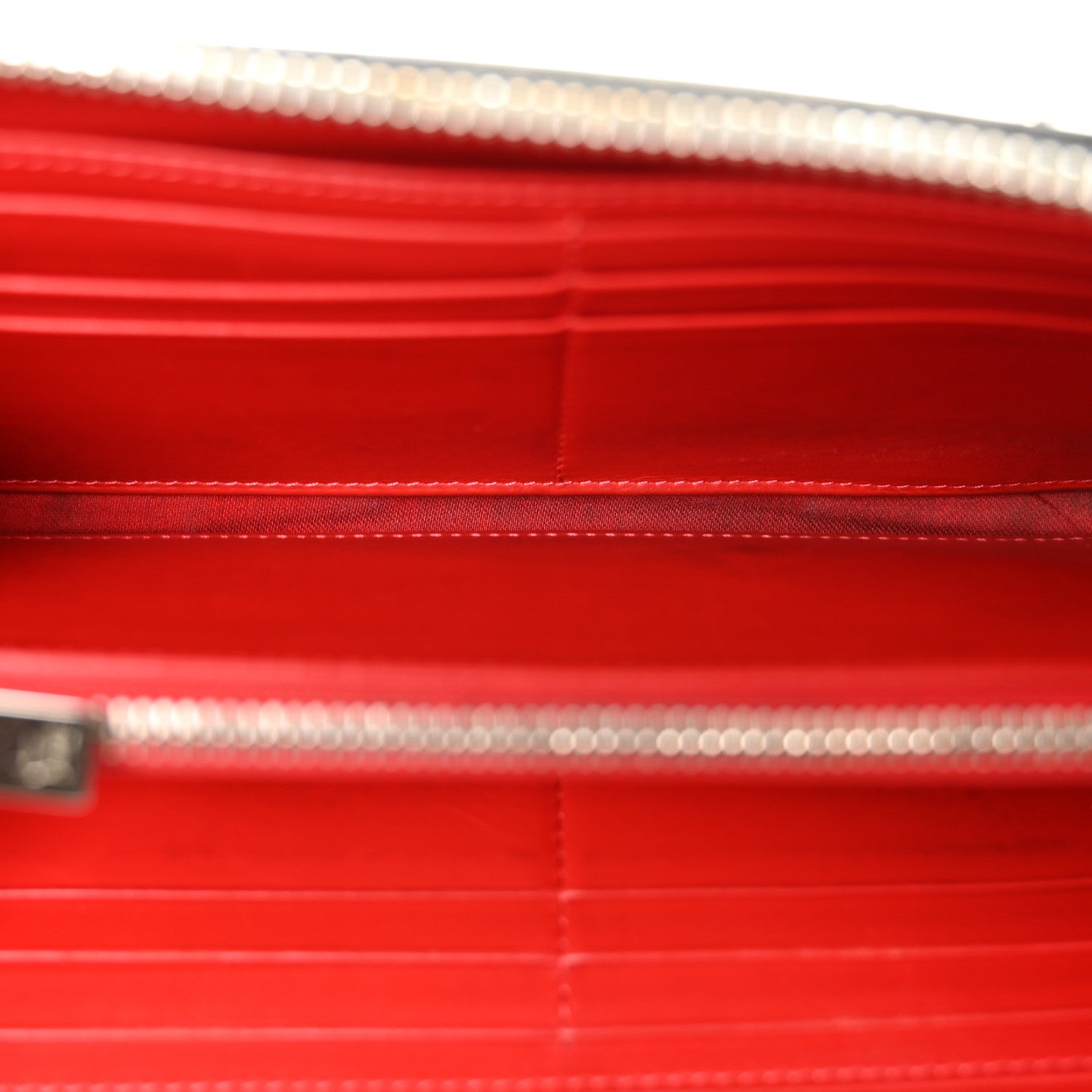 Metallic Patent Panettone Spiked Zip Around Wallet Silver