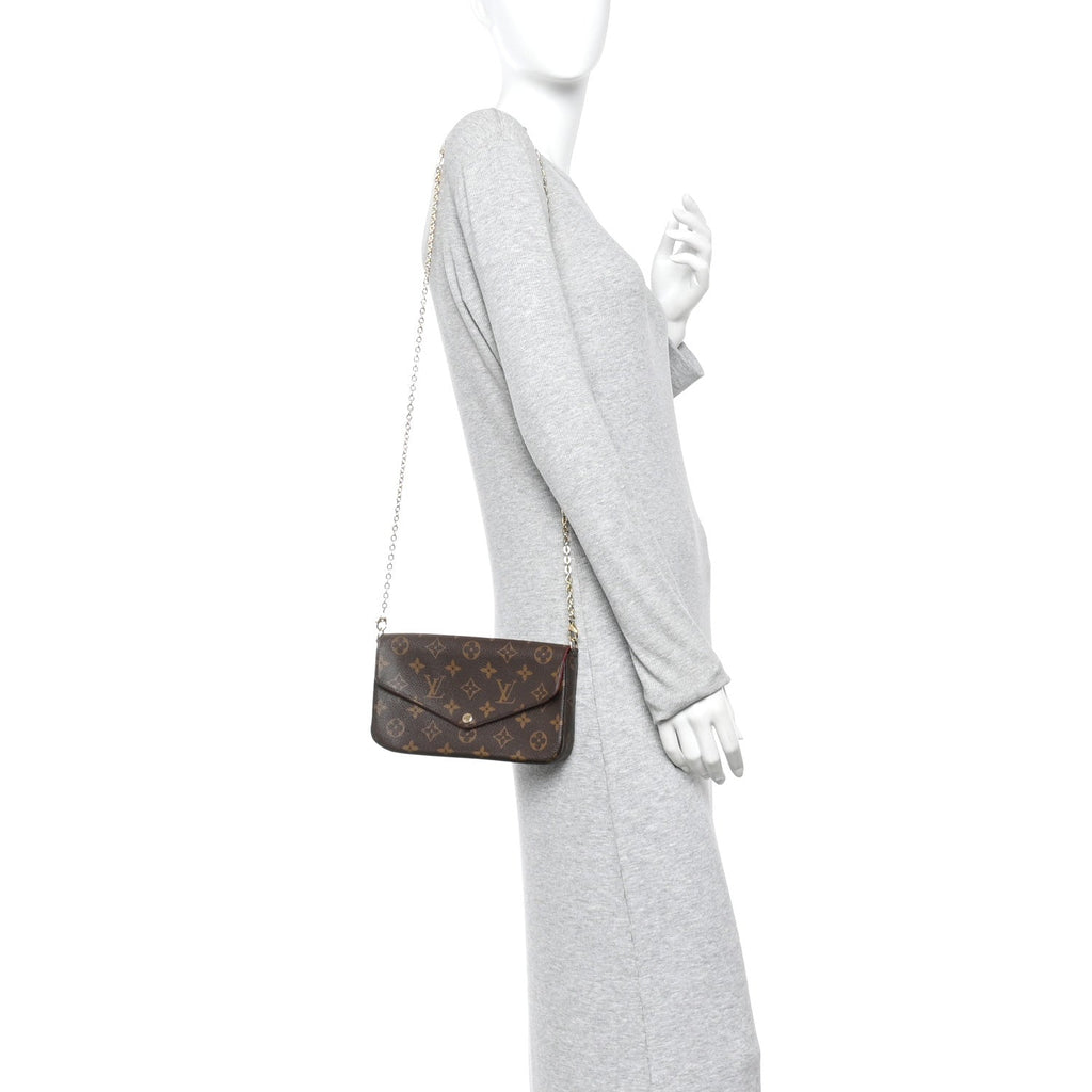 Monogram Pochette Felicie Chain Wallet Fuchsia