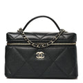 Caviar Quilted Top Handle Slim Vanity With Chain Black