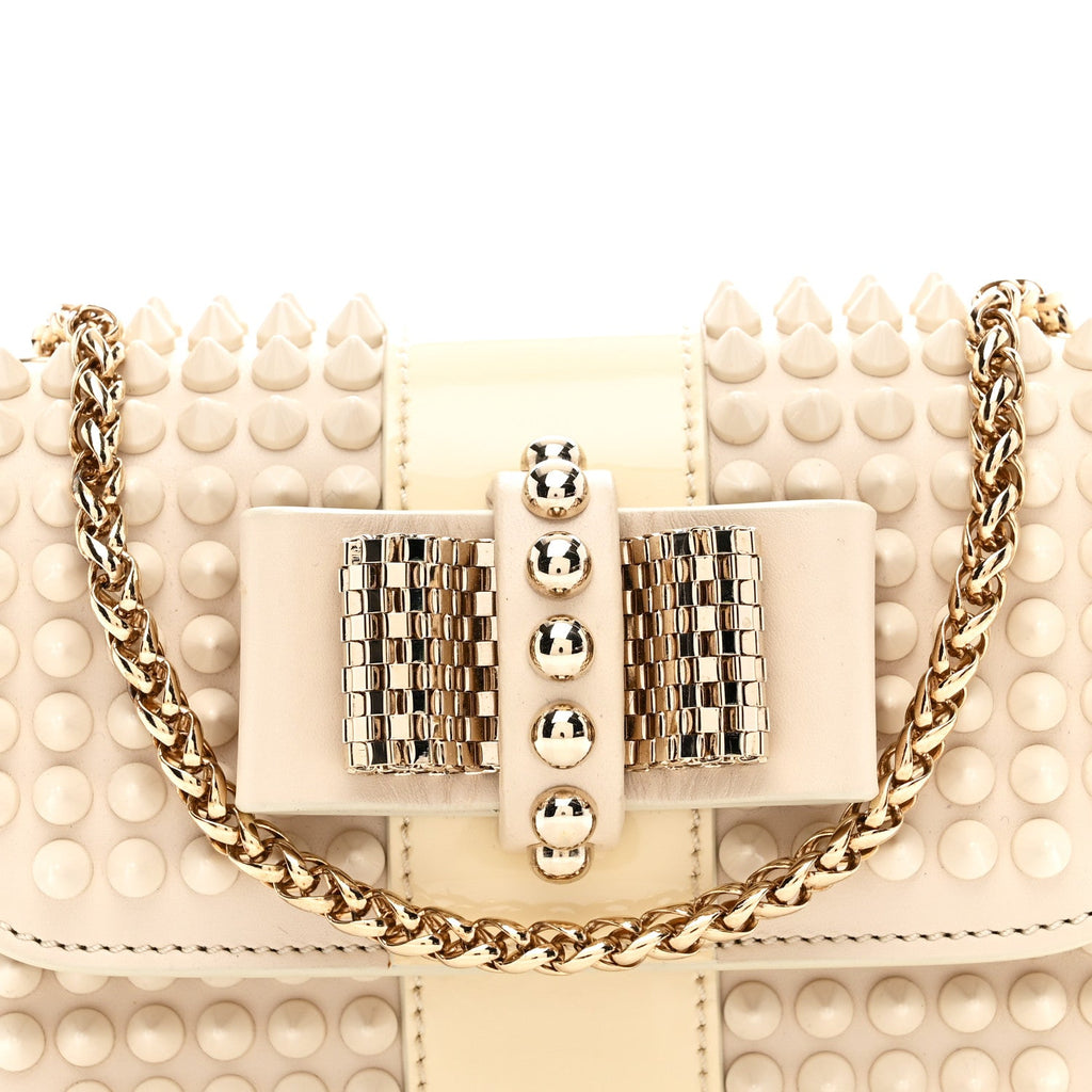 Calfskin Spikes Sweety Charity Shoulder Bag Beige