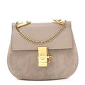 Suede Smooth Calfskin Drew Shoulder Bag Motty Grey