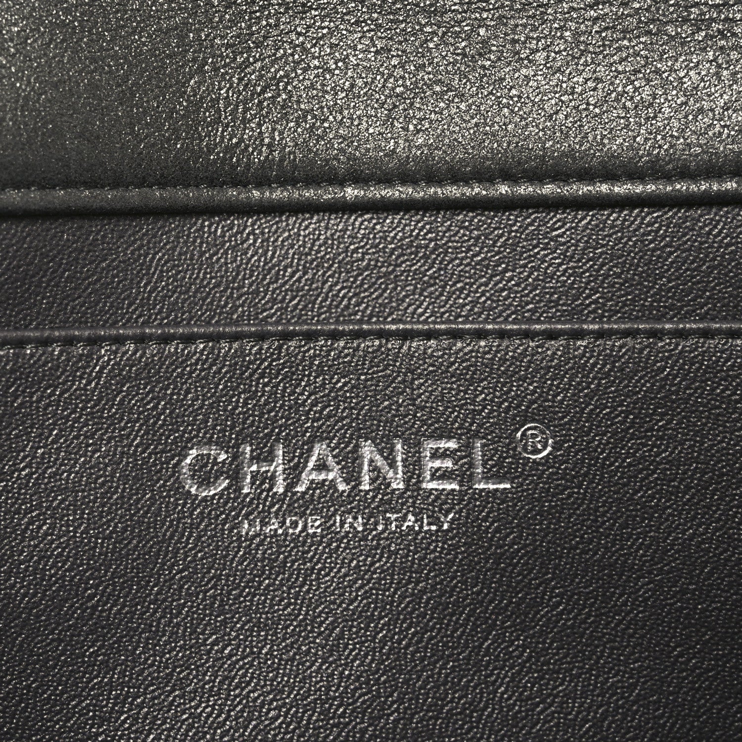 Metallic Lambskin Quilted Clutch With Chain Flap Dark Grey