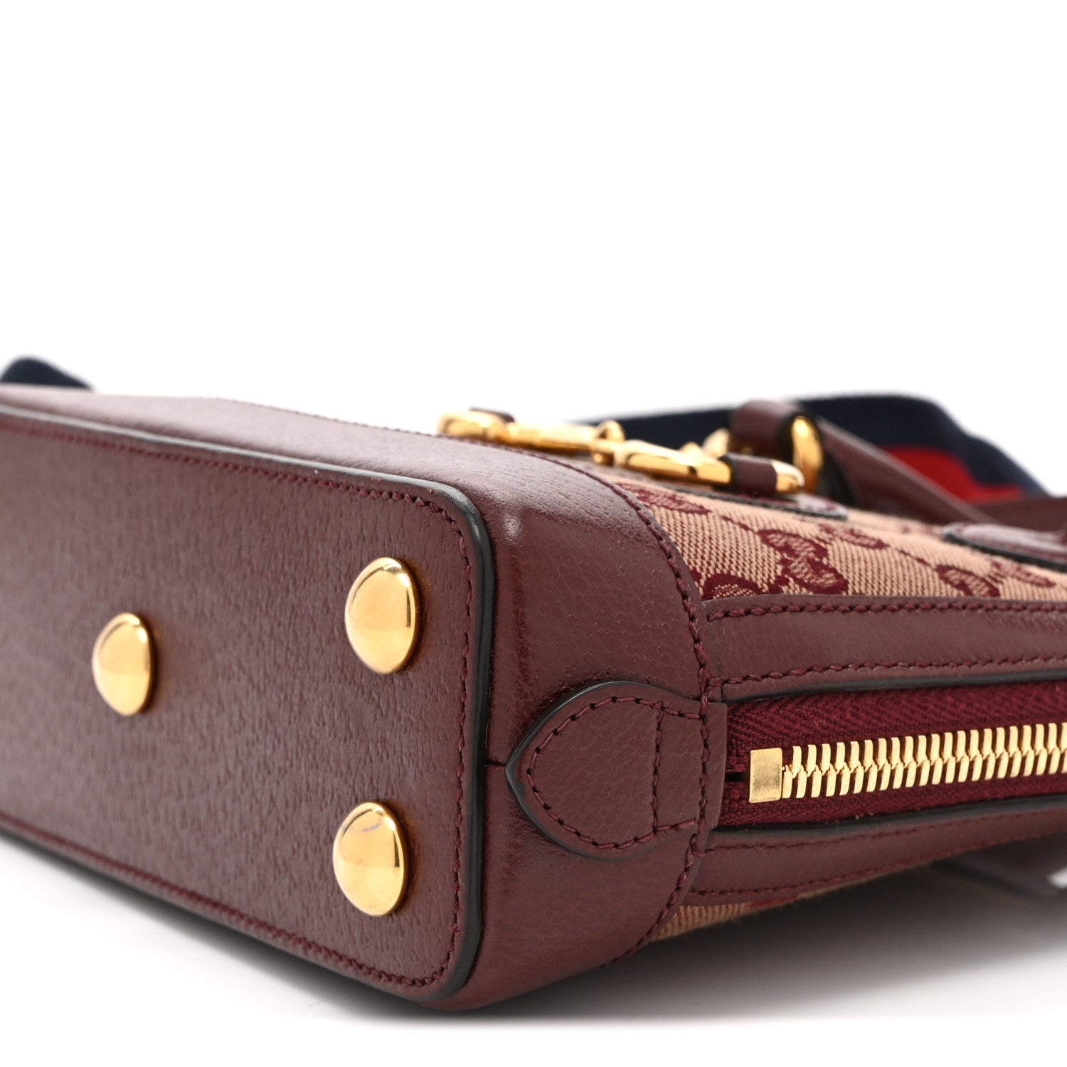 Monogram Textured Dollar Calfskin Mini Horsebit 1955 Top Handle Bag Sahara Rubino Chardonnay