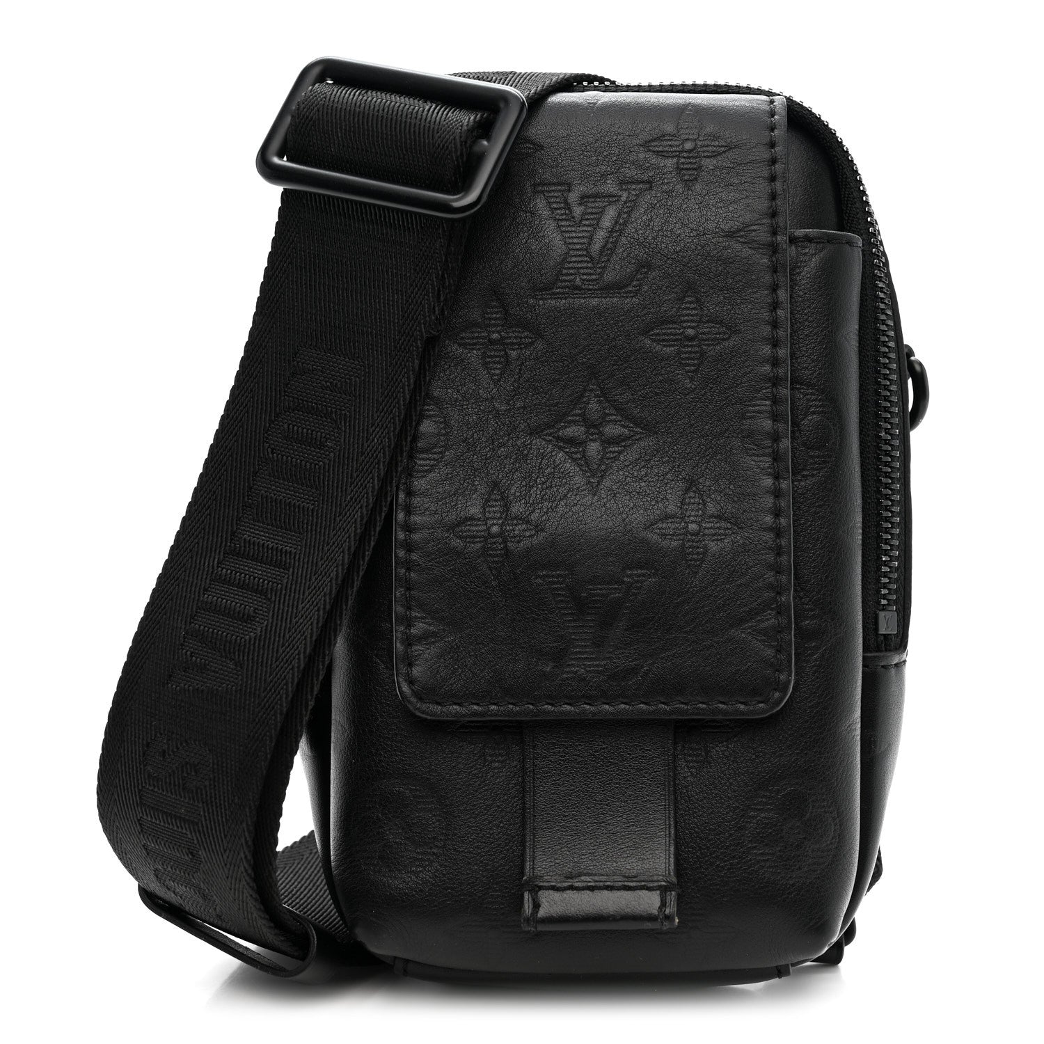 Calfskin Monogram Shadow Double Phone Pouch NM Black