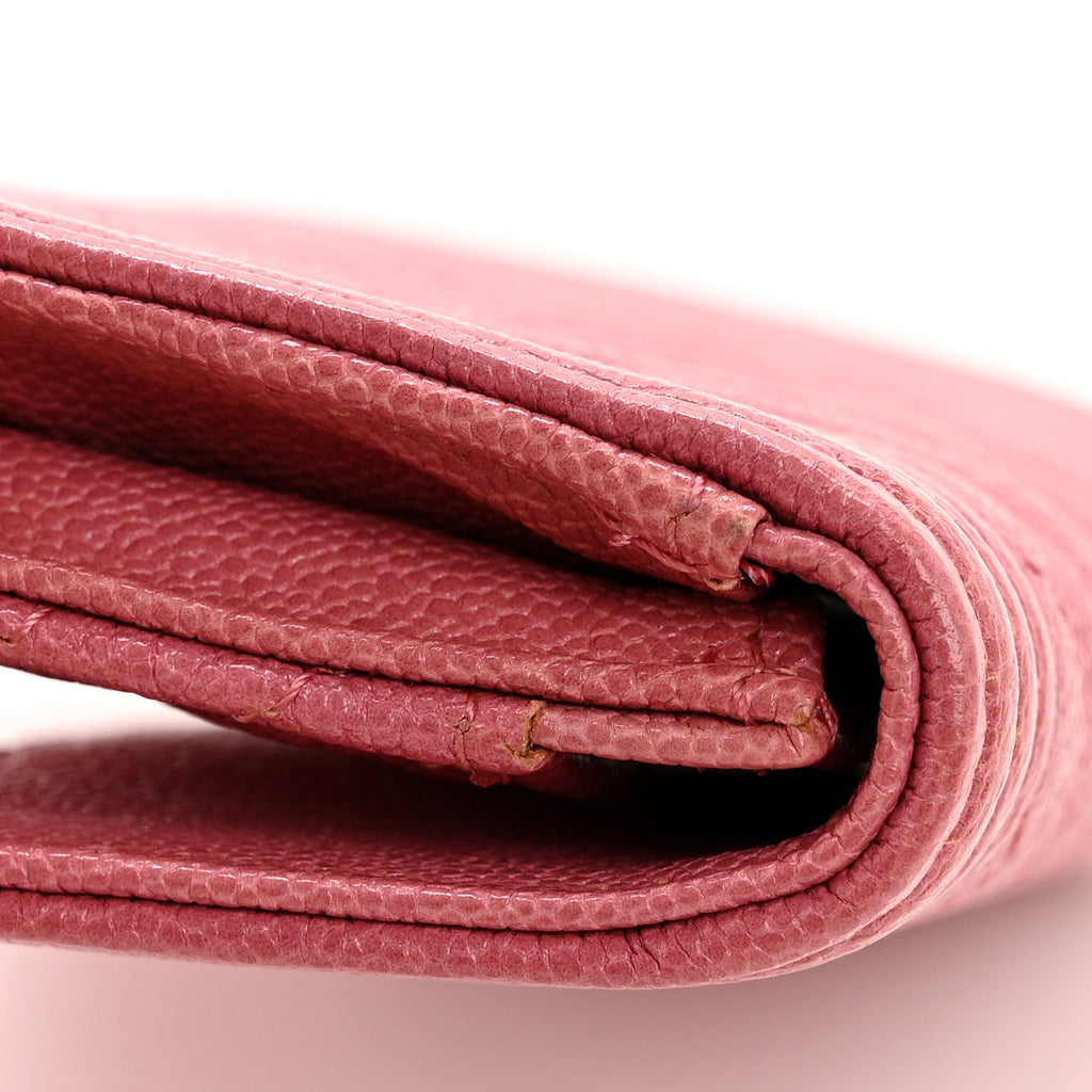Caviar Chevron Quilted Boy Flap  Holder Wallet Pink