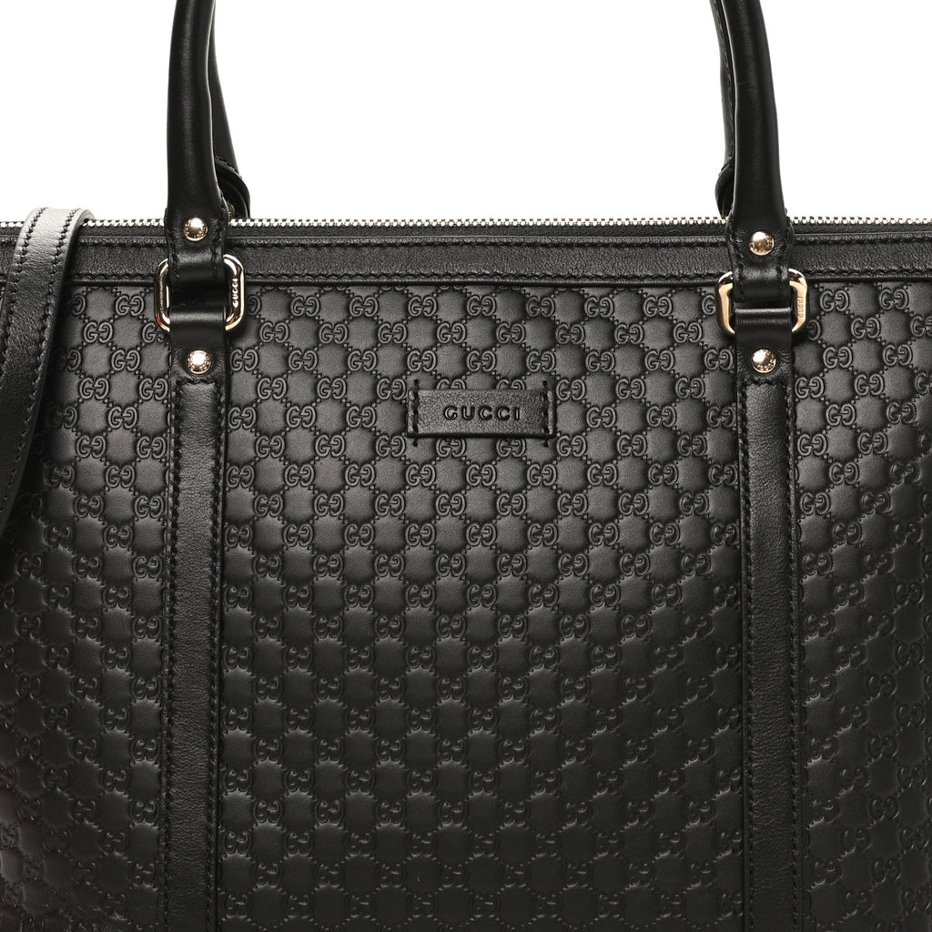 Soft Microguccissima Small Zippered Satchel Black