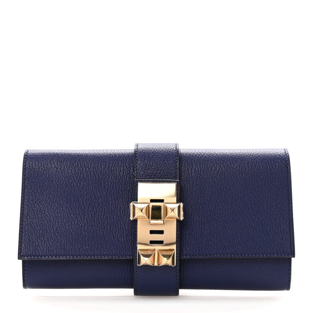 Chevre Mysore Medor 23 Clutch Bleu Encre