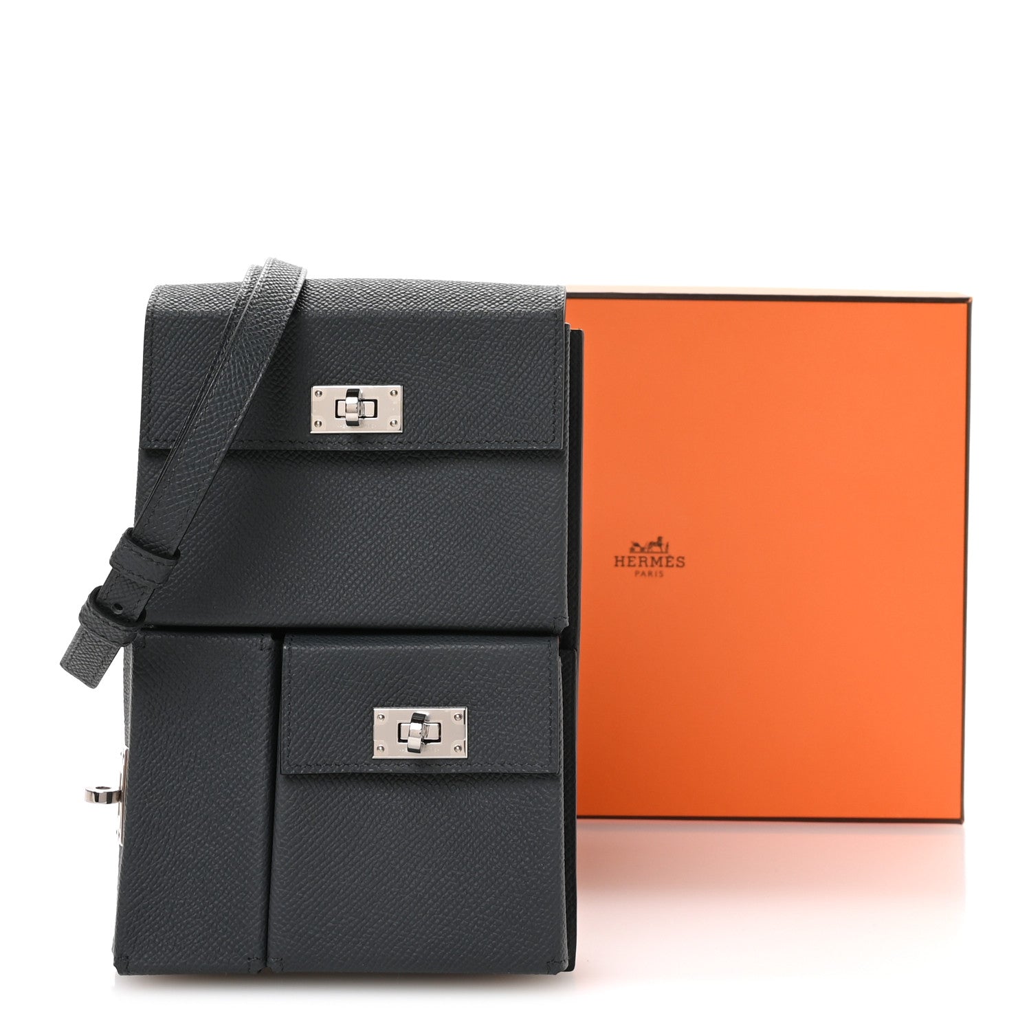 Epsom Kelly Multi Pocket Pochette To Go Gris Misty