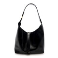 Shiny Calfskin Small Marcie Hobo Bag Black