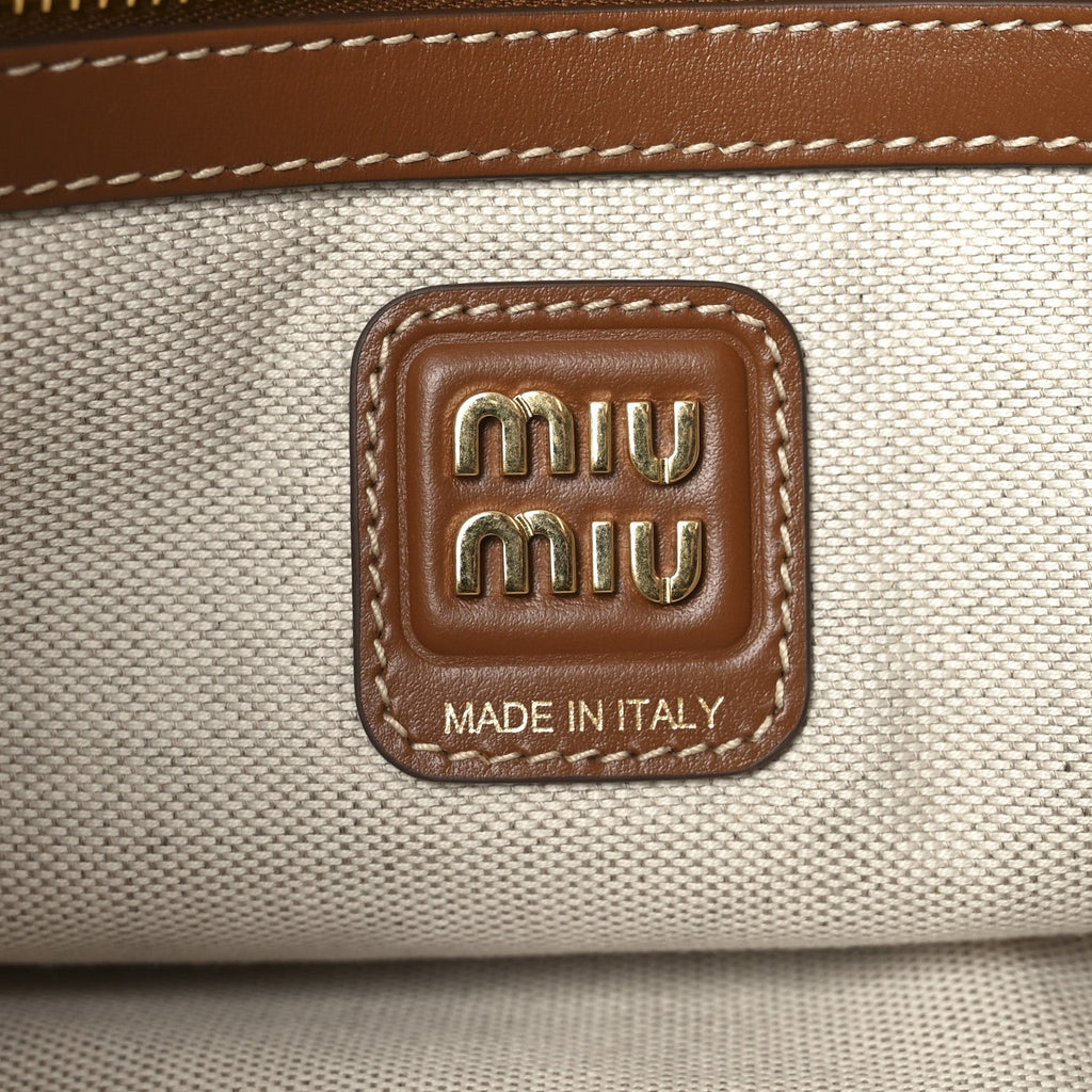 Canvas Calfskin Striped Ivy  Cacao Naturale