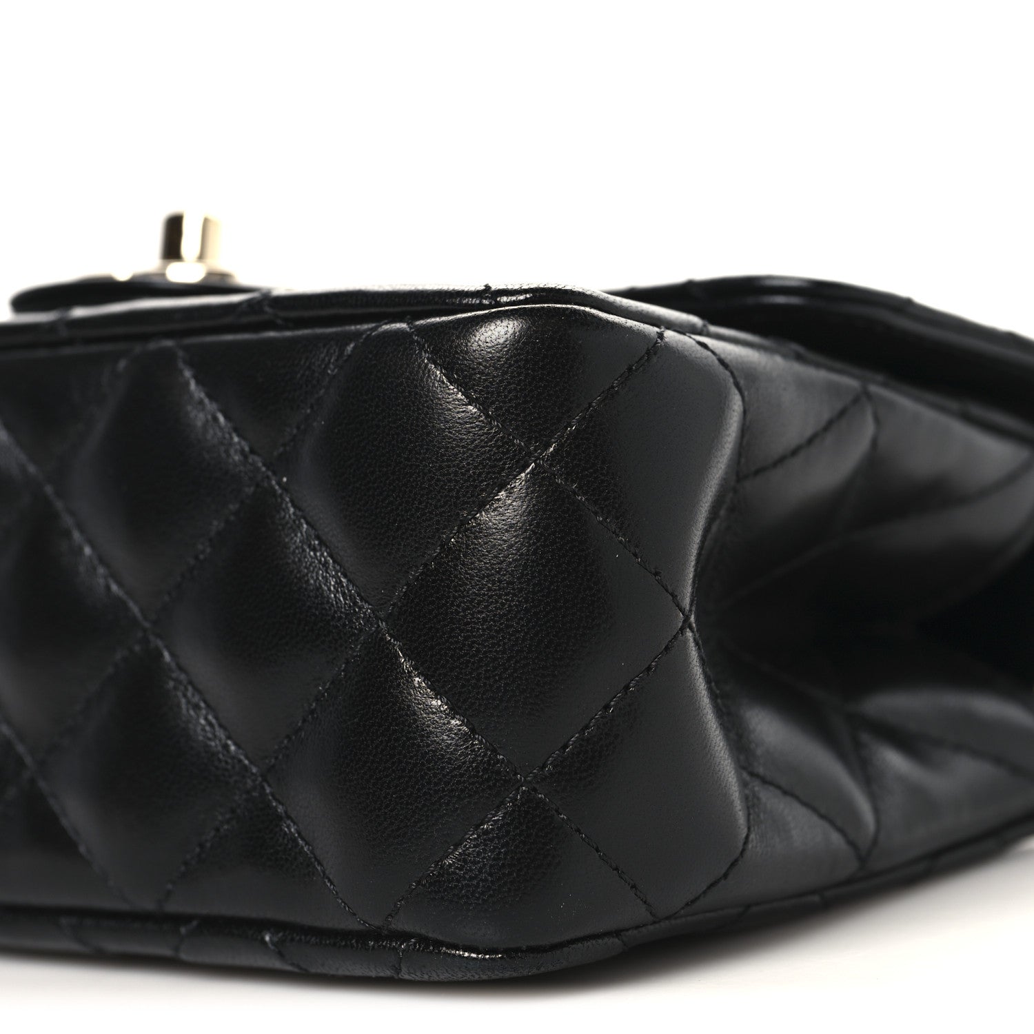 Lambskin Quilted Mini Crystal Top Handle Rectangular Flap Black