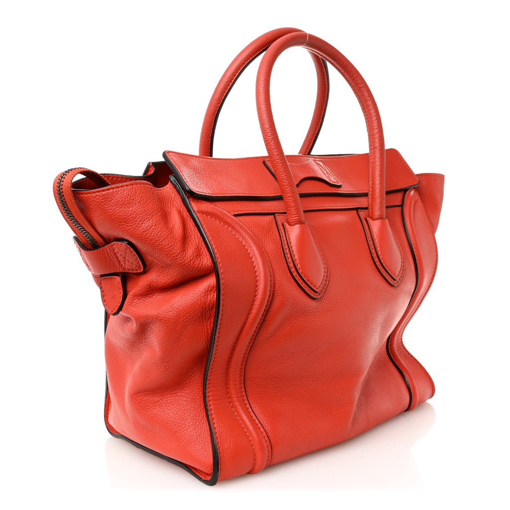 Drummed Calfskin Mini Luggage Coquelicot