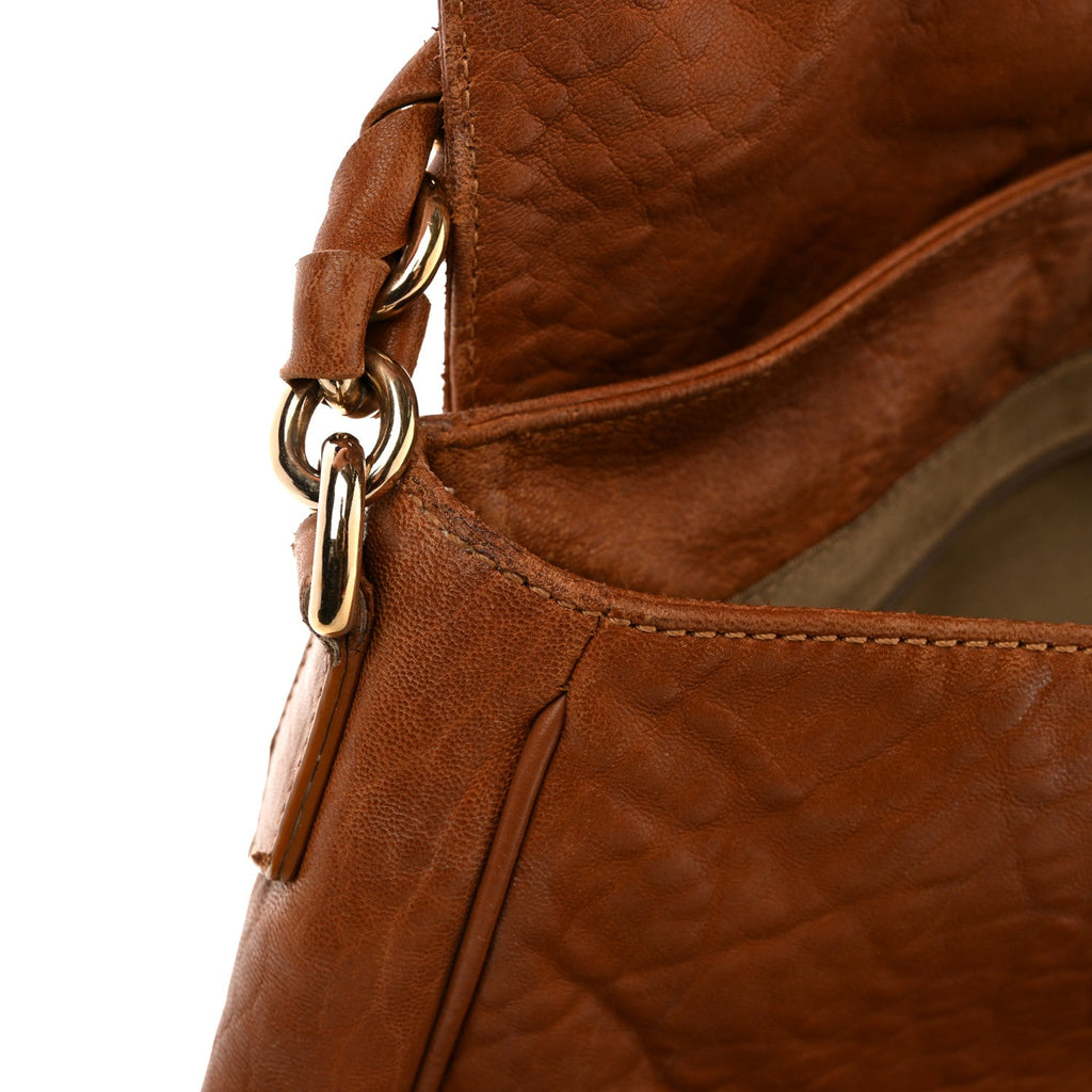 Crinkled Lambskin Mia Shoulder Flap Camel