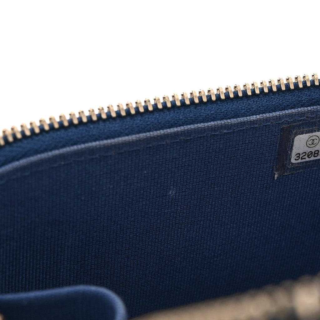 Lambskin Quilted Top Handle Mini Vanity Case With Chain Blue