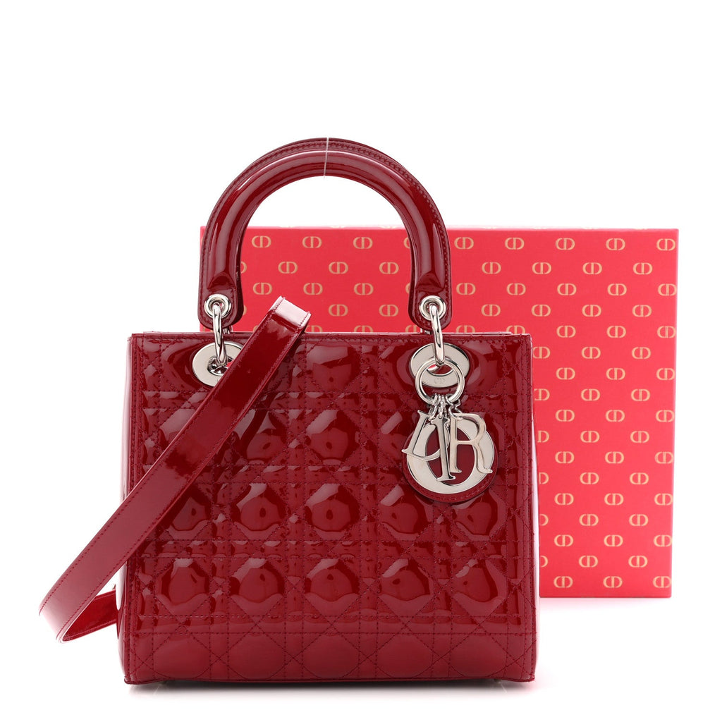Patent Cannage Medium Lady Dior Red