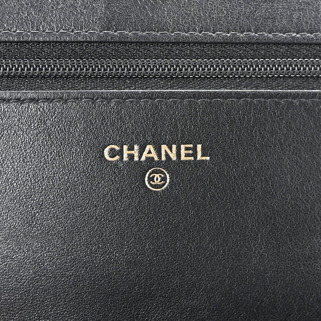 Lambskin Quilted Boy Wallet On Chain WOC Black