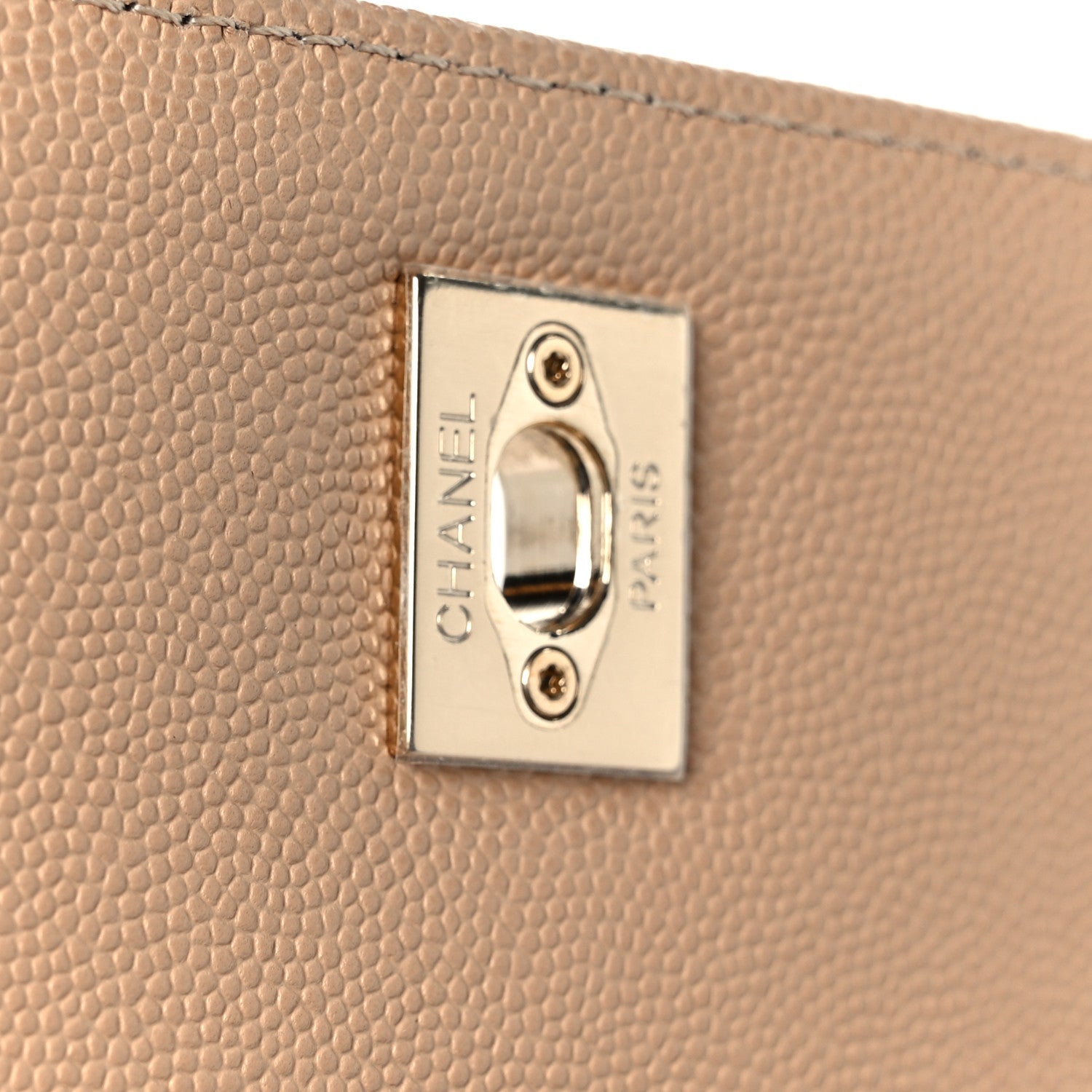Caviar Chevron Quilted Small Coco Handle Flap Beige