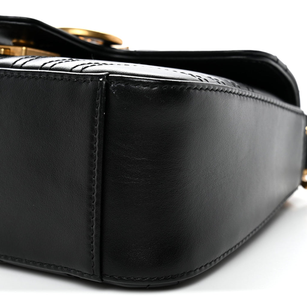 Calfskin Matelasse Mini GG Marmont Top Handle Shoulder Bag Black