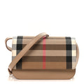 Grained Calfskin House Check Small Madison Shoulder Bag Chestnut Beige