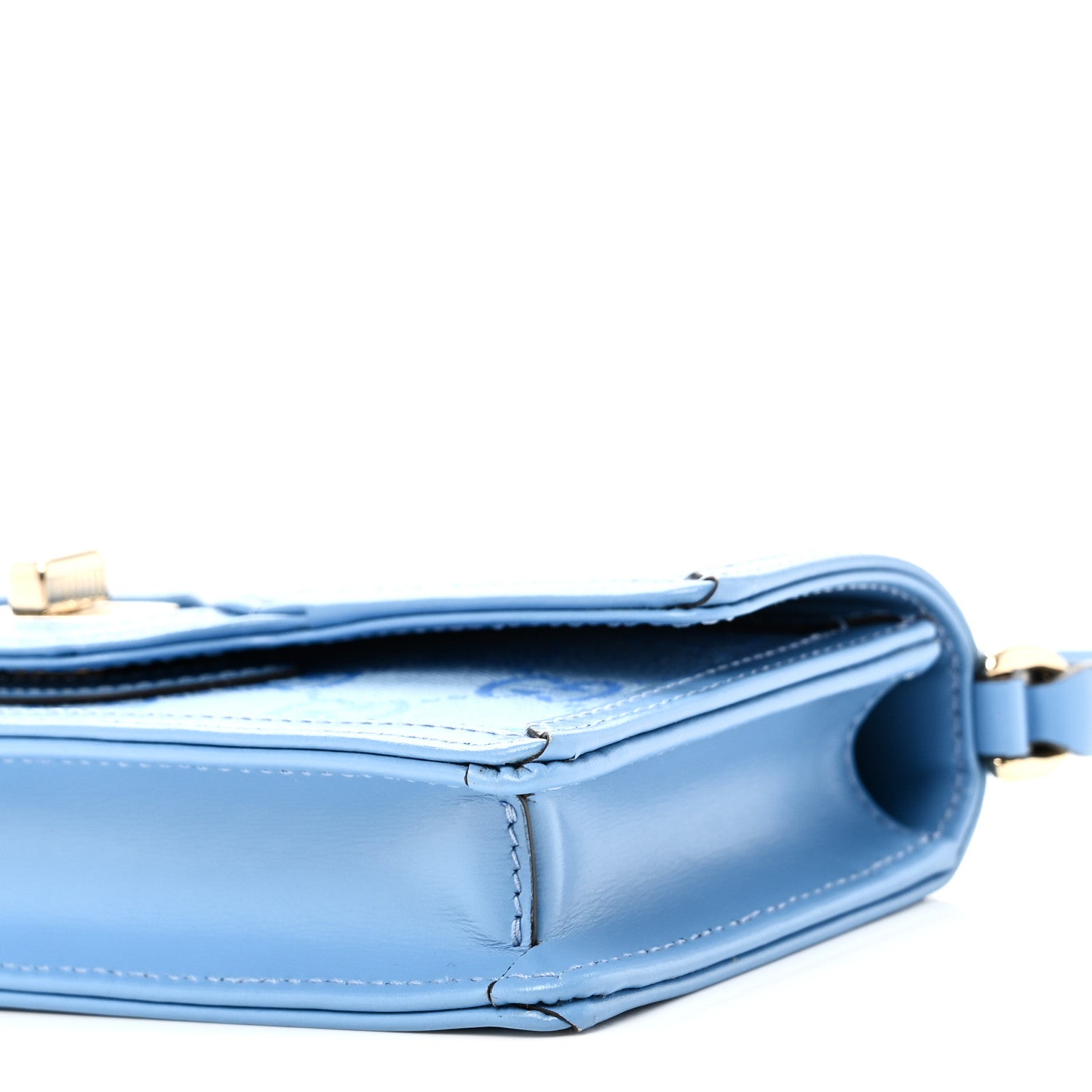 GG Monogram Scratch Lux Calfskin Mini Luce Shoulder Bag Blue