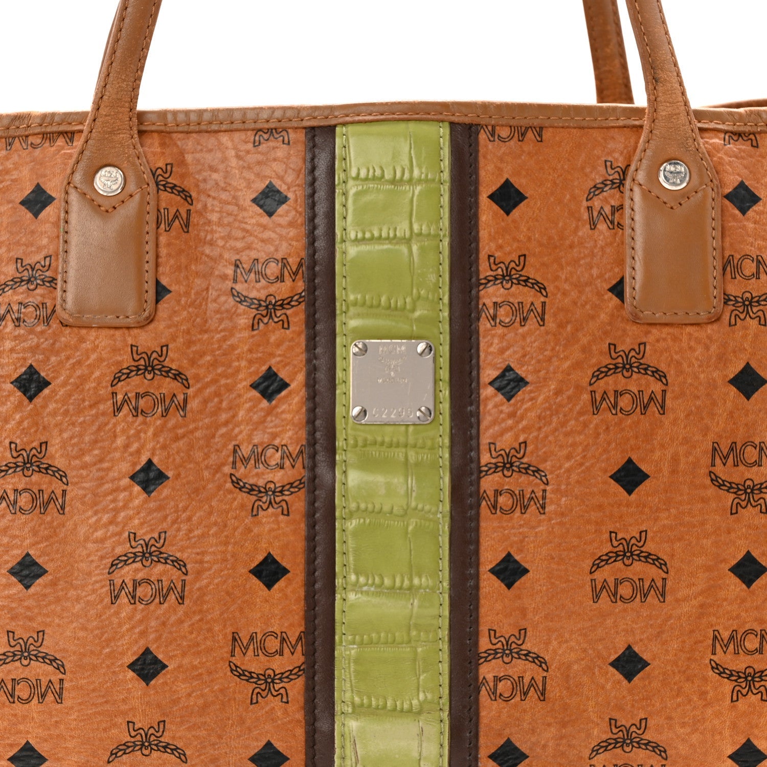 Visetos Crocodile Embossed Medium Liz Shopper Tote Cognac