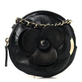 Lambskin Mini Camellia Bouquet Clutch With Chain Black