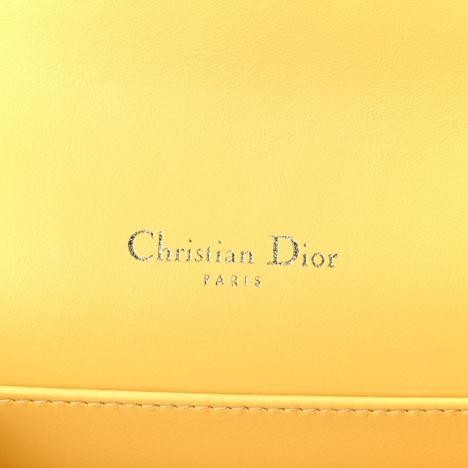 Calfskin Satin Bead Embroidery Lady Dior Clutch Gold Yellow