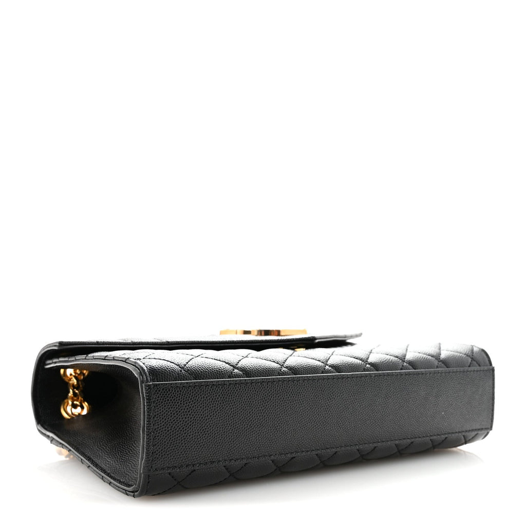 Grain De Poudre Textured Mixed Matelasse Triquilt Medium Monogram Satchel Black