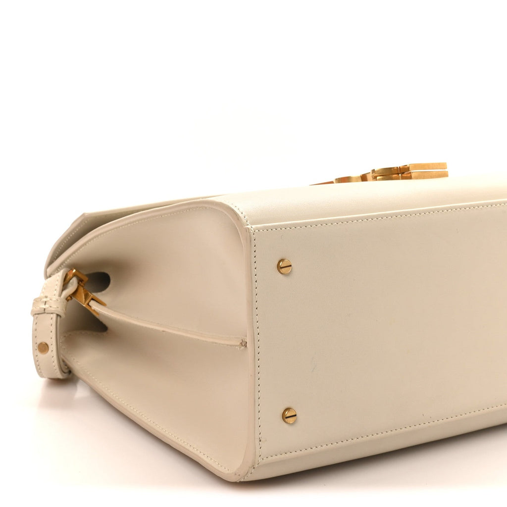 Smooth Calfskin Medium Classic Monogram Cassandra Top Handle Crema Soft Rouge Legion