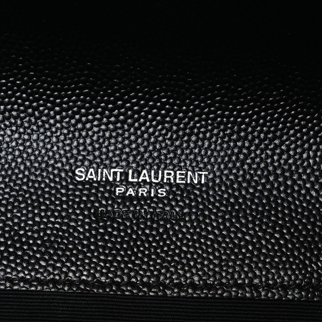 Grain De Poudre Matelasse Chevron Monogram Envelope Clutch Black