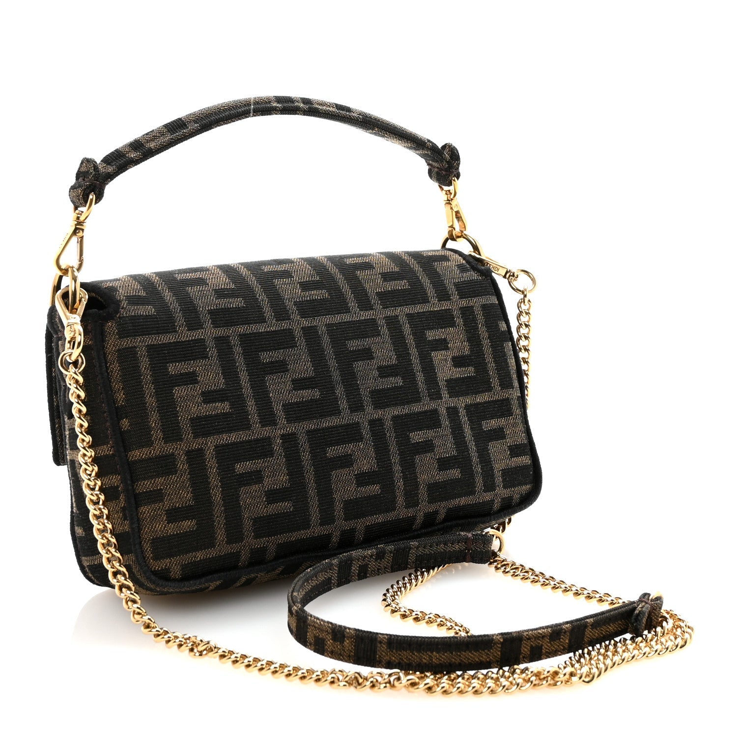 Fabric Jacquard FF 1974 Mini Baguette Tobacco Moro Black