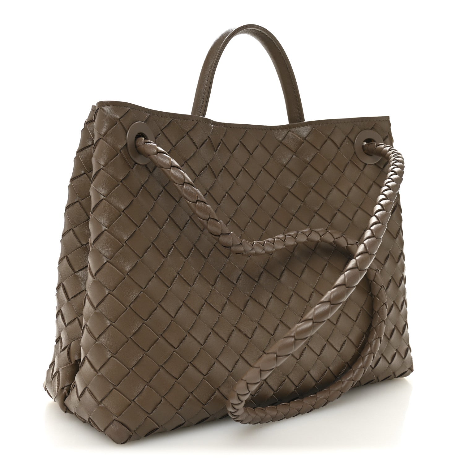 Nappa Intrecciato Medium Andiamo Shoulder Bag Taupe Grey