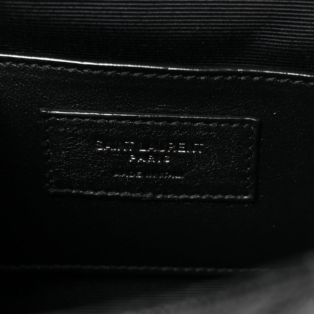 Grain De Poudre Textured Mixed Matelasse Triquilt Small Monogram Monochrome Satchel Black