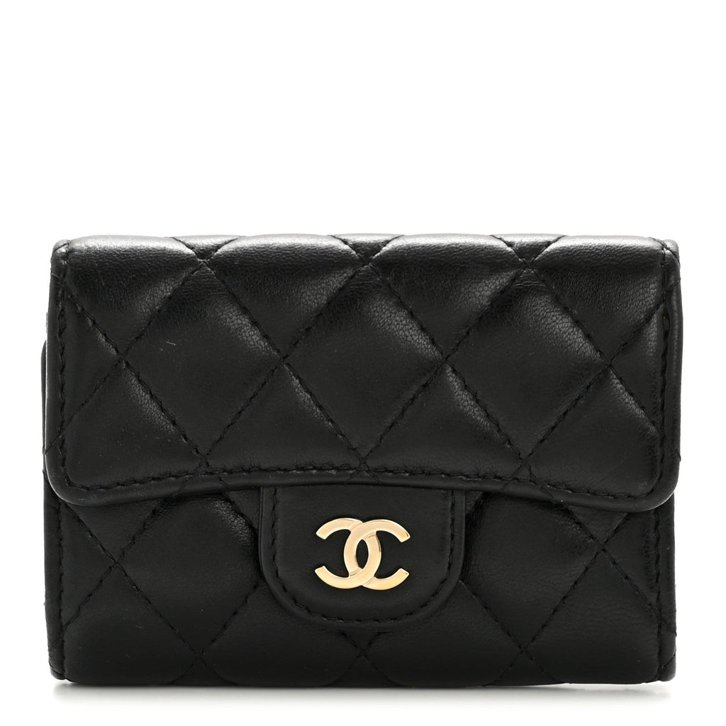 Lambskin Quilted Classic 4 Key Holder Wallet Black