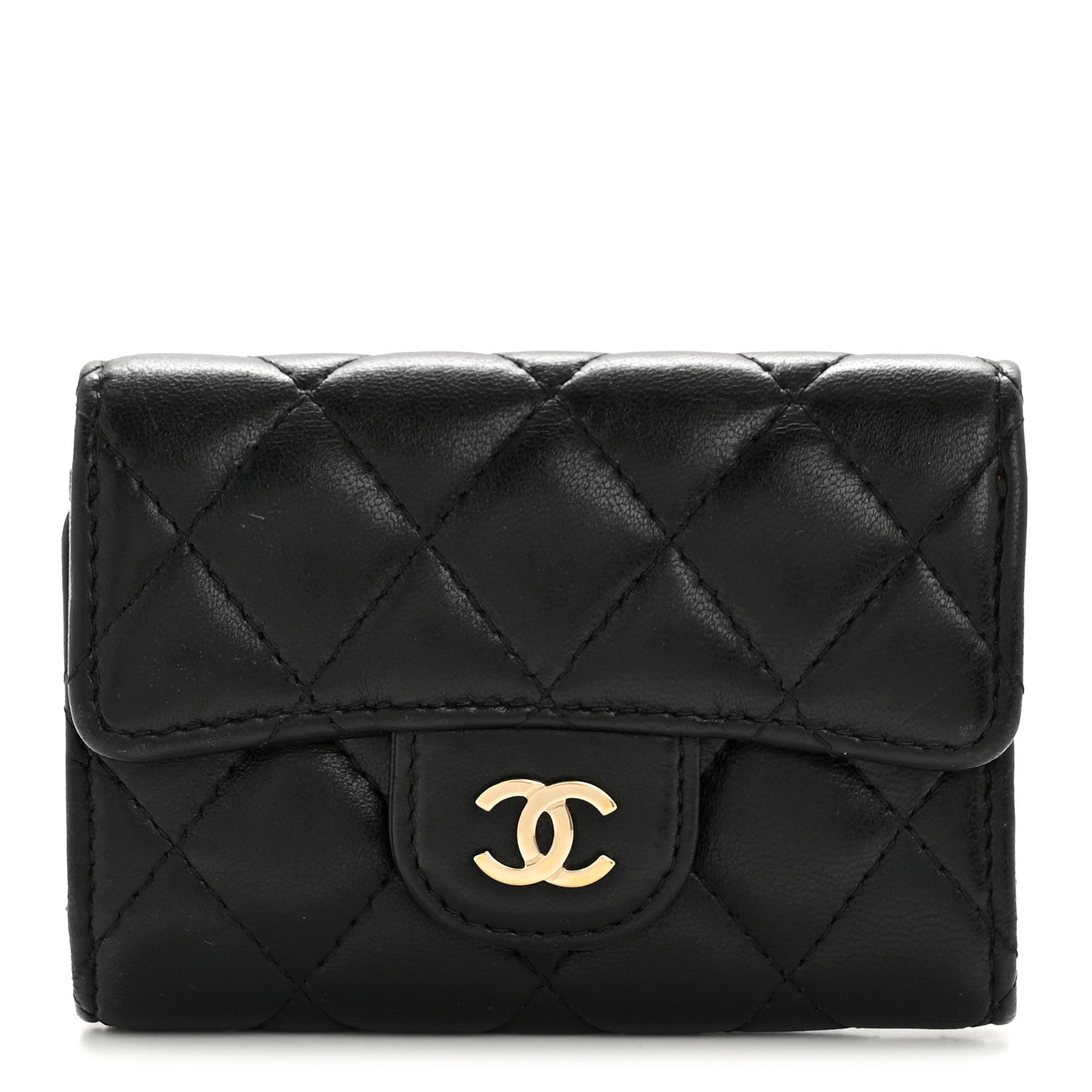 Lambskin Quilted Classic 4 Key Holder Wallet Black