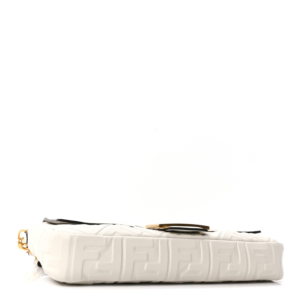 Nappa FF 1974 Embossed Large Baguette White