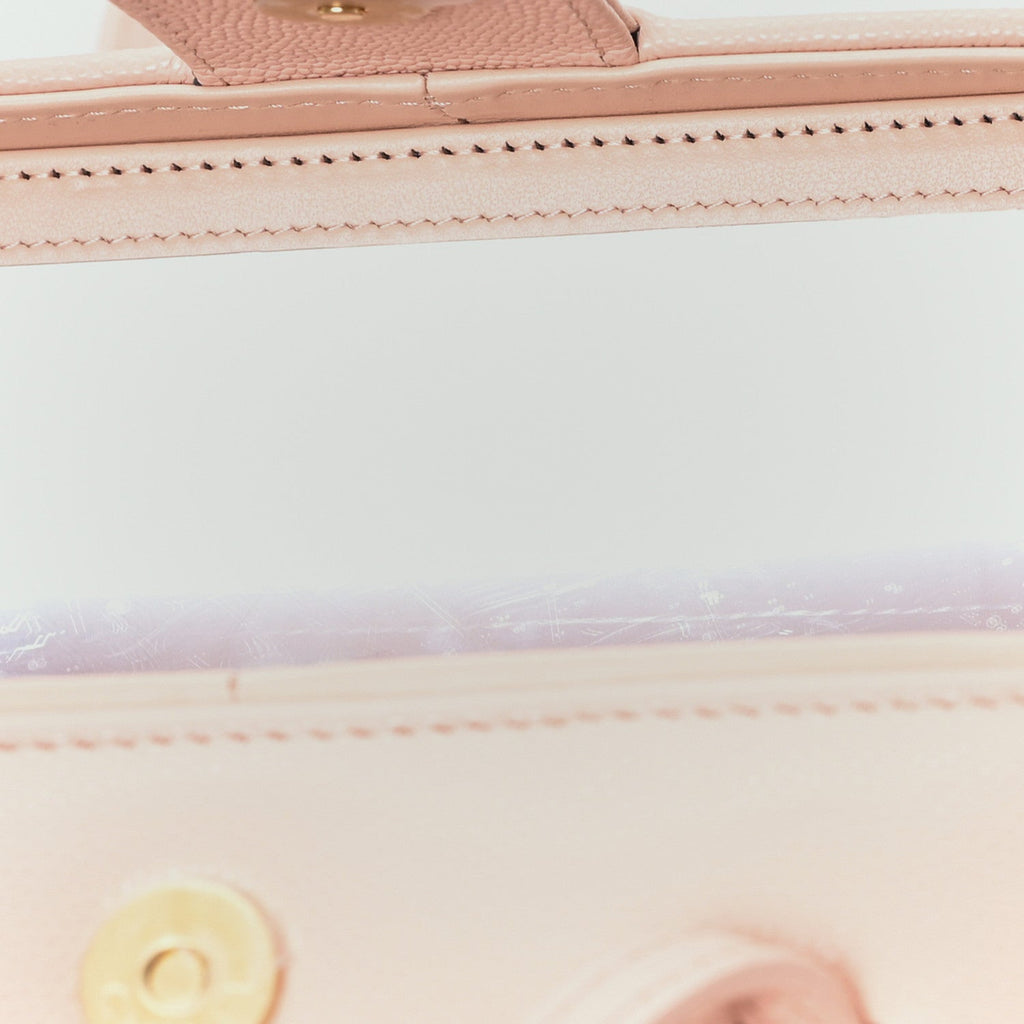 Shiny Caviar Preppy Coco Long Vanity With Strap Light Pink