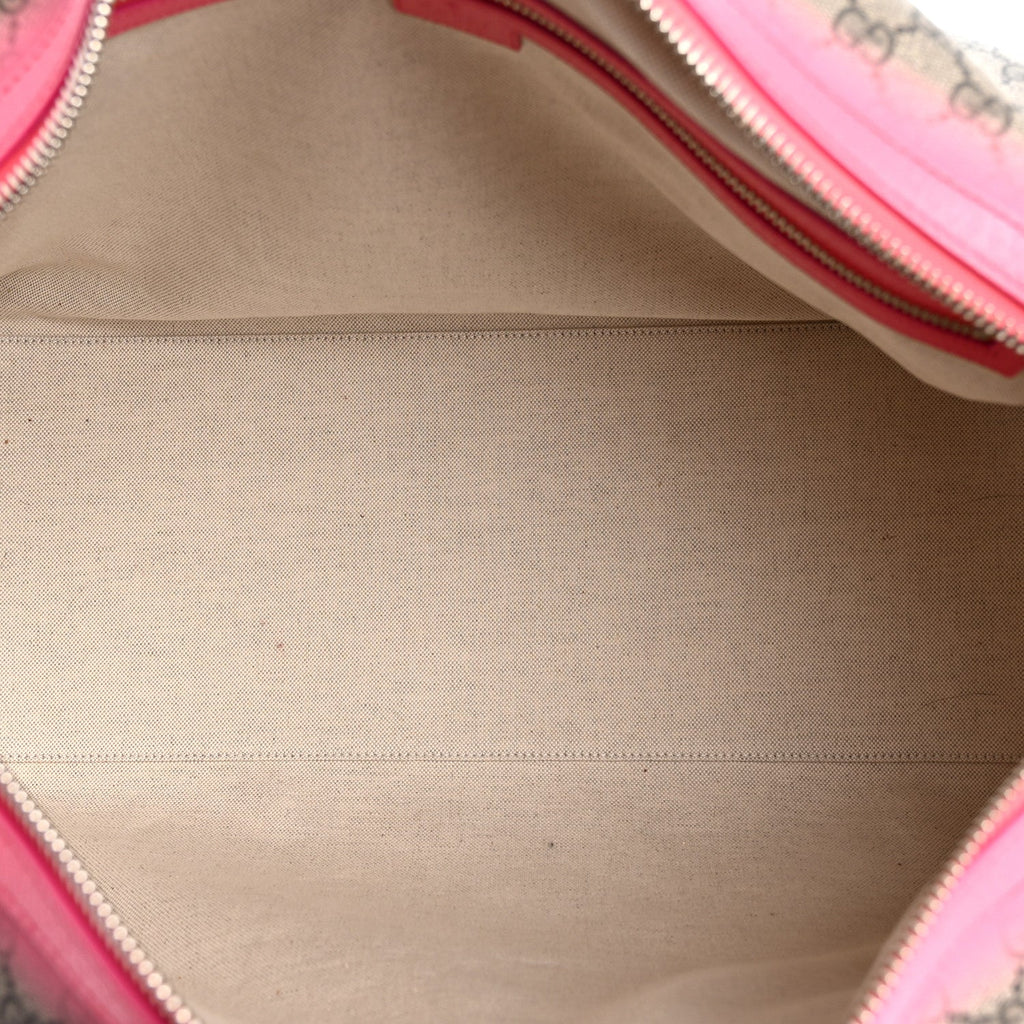 GG Supreme Monogram Textured Dollar Calfskin Airbrushed Medium Savoy Duffle Bag Pink Beige