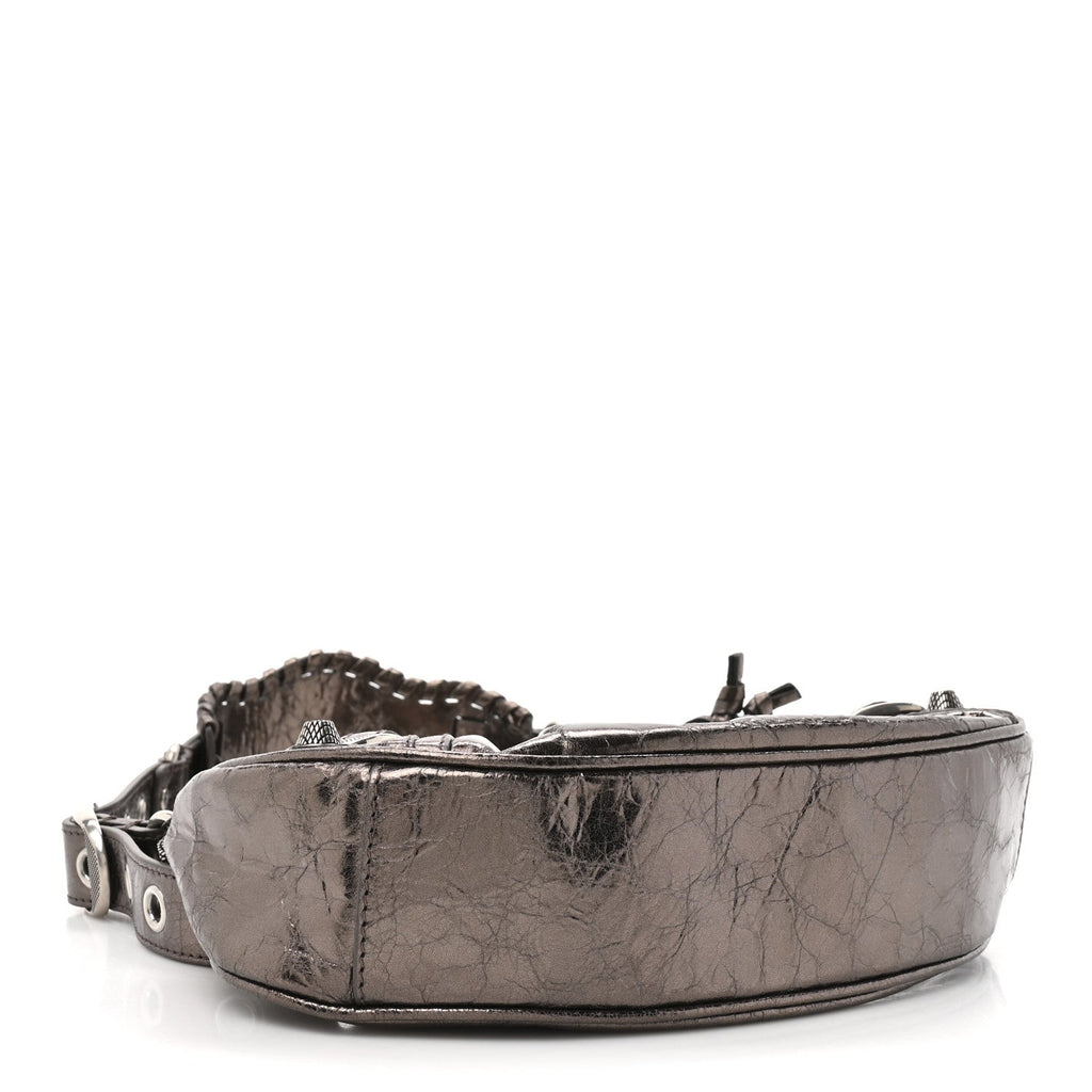 Metallic Agneau Arena Le Cagole Shoulder Bag XS Dark Bronze