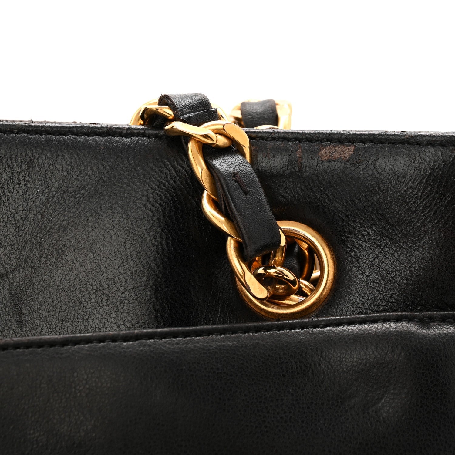 Lambskin CC Flap Shopping Tote Black