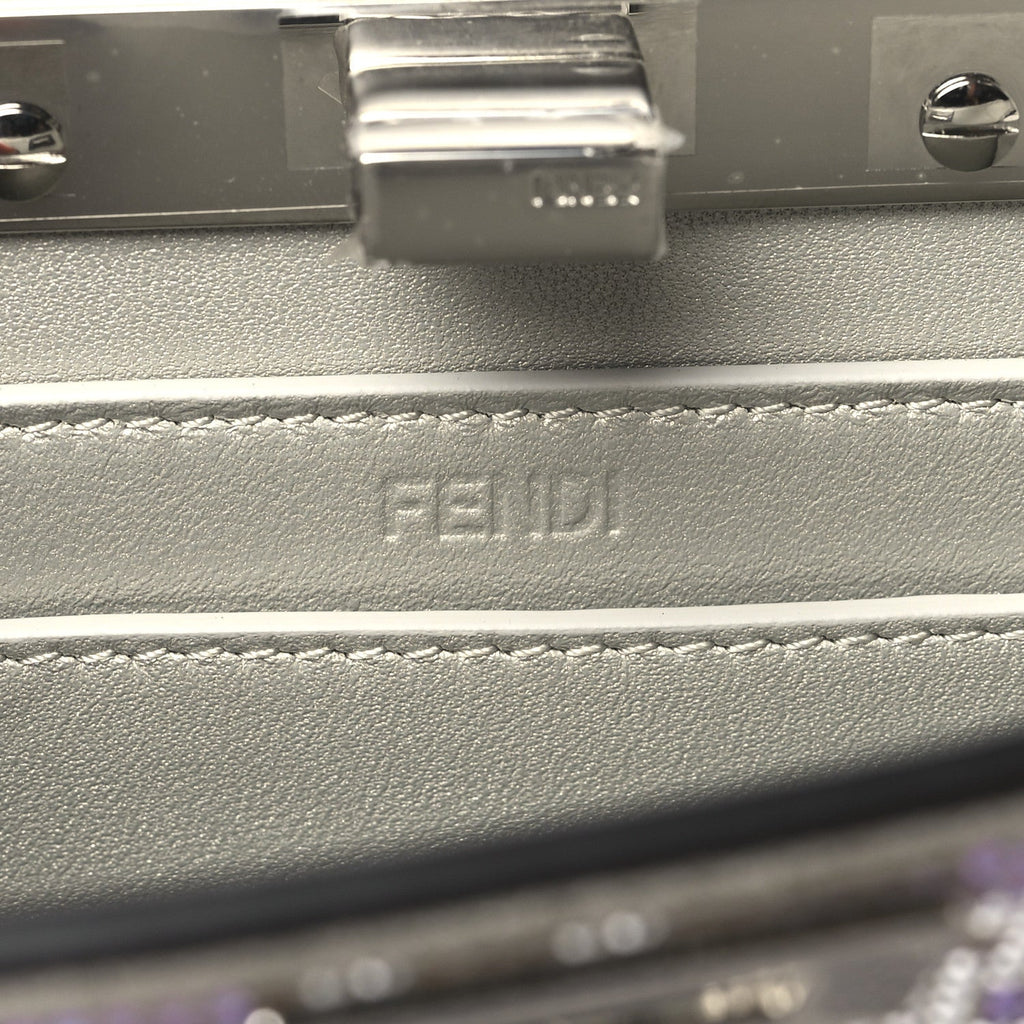 Iridescent Crystal Vitello Laminato Suede FF Petite Peekaboo I SEE U Satchel Cappuccino
