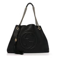 Pebbled Calfskin Medium Soho Chain Shoulder Bag Black