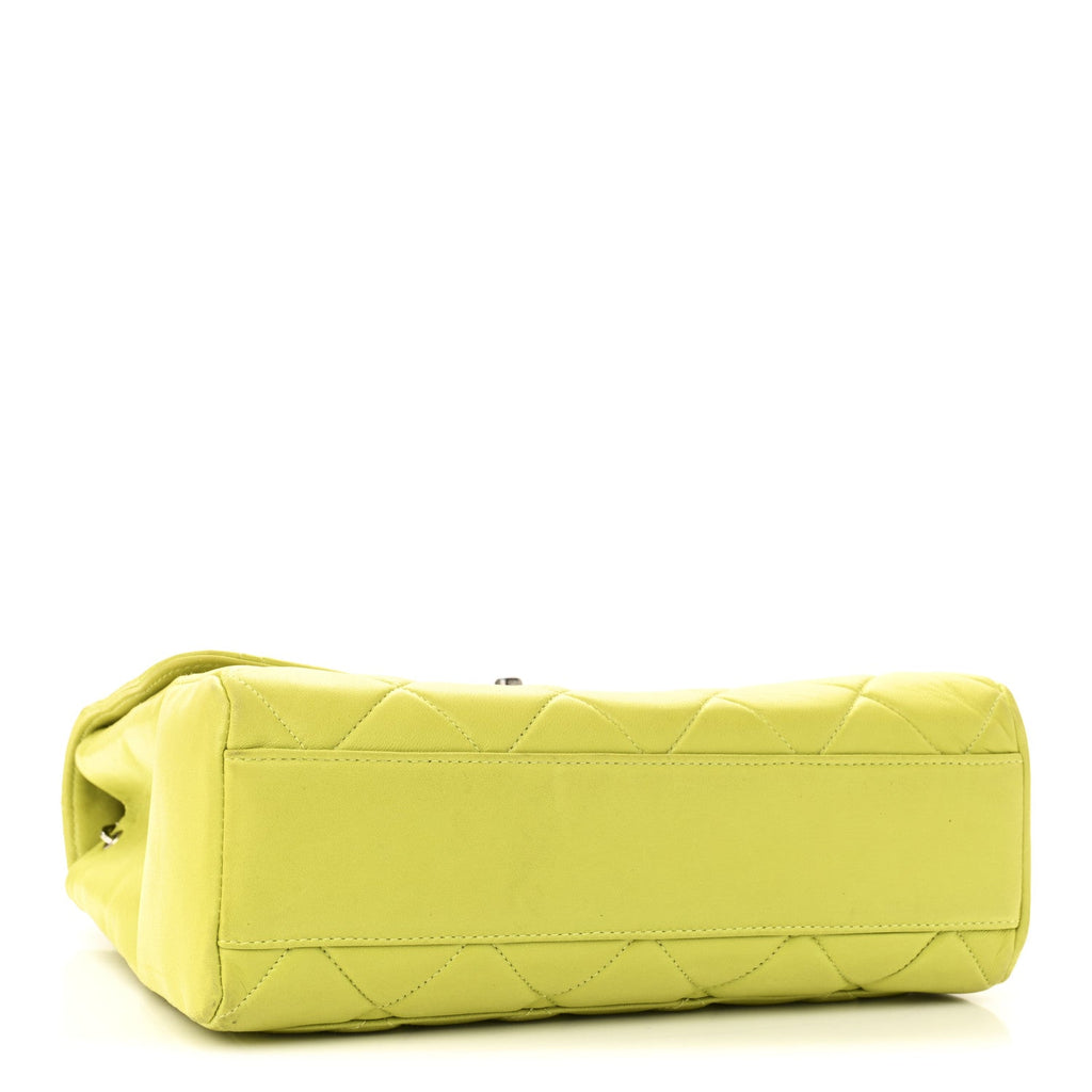 Lambskin Quilted CC Single Flap Green